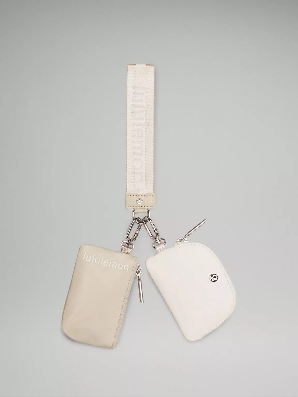 Lululemon Dual Pouch Wristlet *Wordmark — Raw Linen/White Opal/White